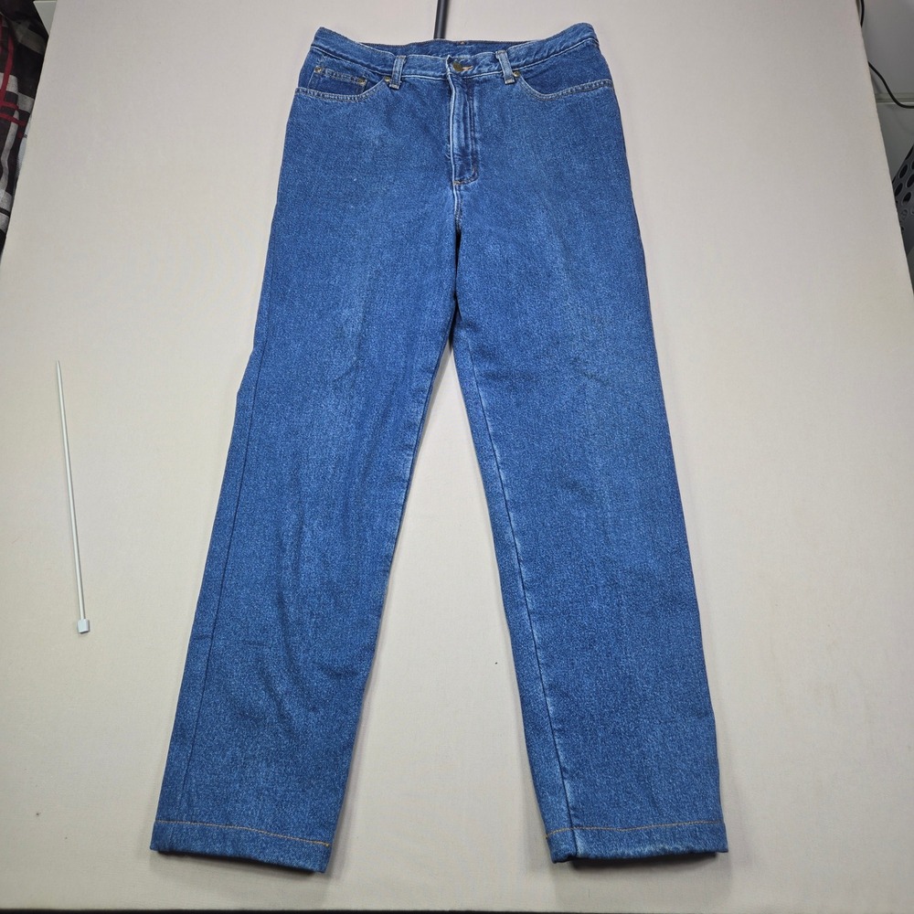 LL Bean Women Double L Relaxed Fit Jeans Blue Denim Lined Size‎ 16T